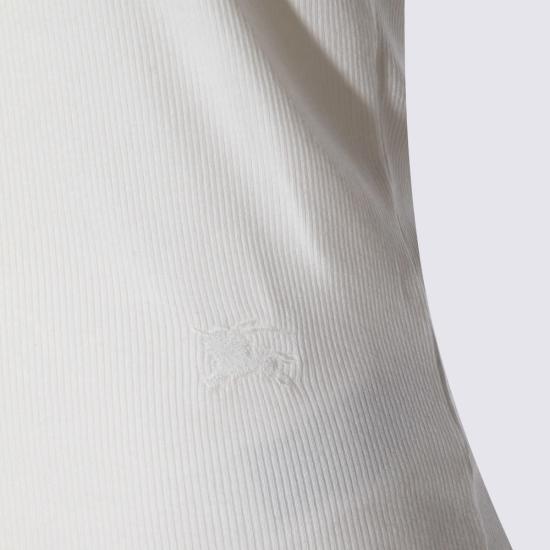  버버리 민소매 티셔츠 화이트 코튼 탱크탑 초크 - BURBERRY