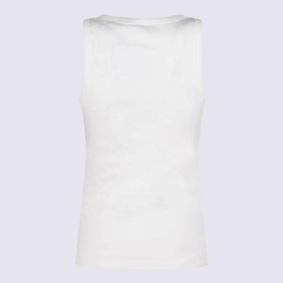  버버리 민소매 티셔츠 화이트 코튼 탱크탑 초크 - BURBERRY