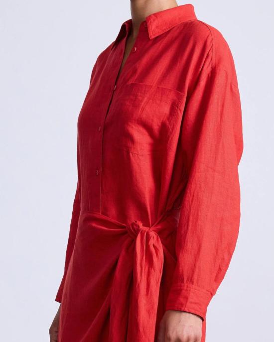  어피스 어파트 롱 원피스 Apiece Apart Alessandra Sarong Shirt Dress Racing Red - APIECE APART