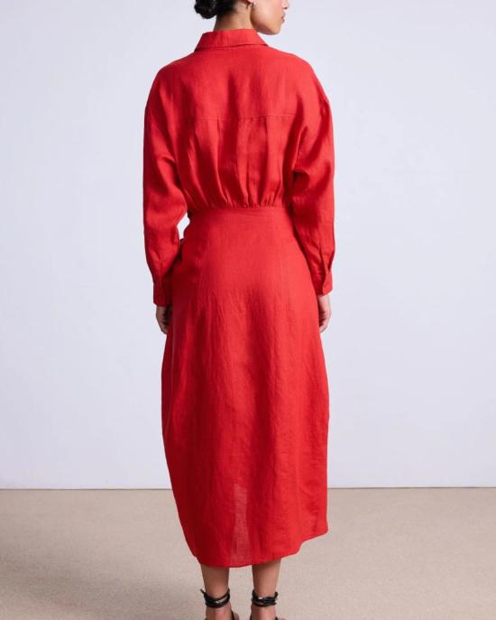  어피스 어파트 롱 원피스 Apiece Apart Alessandra Sarong Shirt Dress Racing Red - APIECE APART