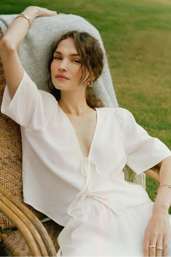  Z 서플라이 블라우스 Z Supply 라 벨 리넨 탑