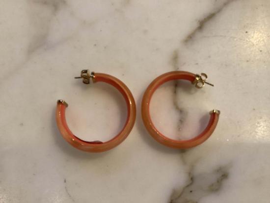  레이디버드 이어링 골드앤허니 2인치 무지개빛 후프 귀걸이