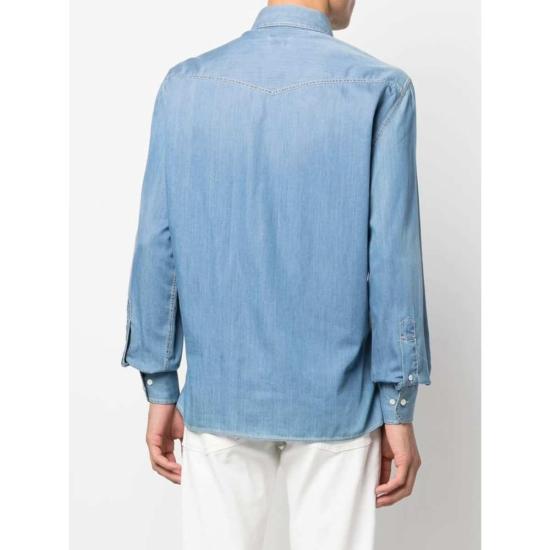  브루넬로 쿠치넬리 긴팔 셔츠 Brunello Cucinelli 셔츠 블루 - BRUNELLO CUCINELLI