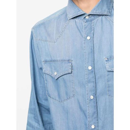  브루넬로 쿠치넬리 긴팔 셔츠 Brunello Cucinelli 셔츠 블루 - BRUNELLO CUCINELLI