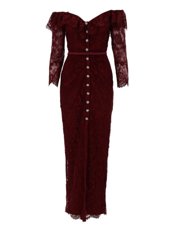 26SS 셀프 포트레이트 롱 원피스 RS26 188X BU BURGUNDY BORDEAUX