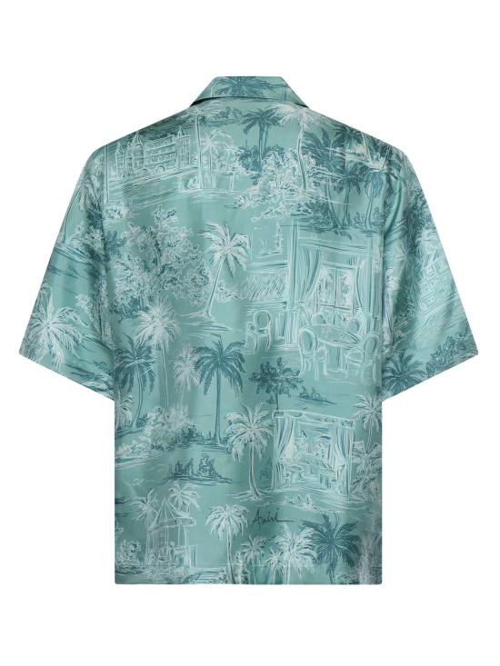 아미리 반팔 셔츠 실크 프린트  터쿼이즈 - AMIRI