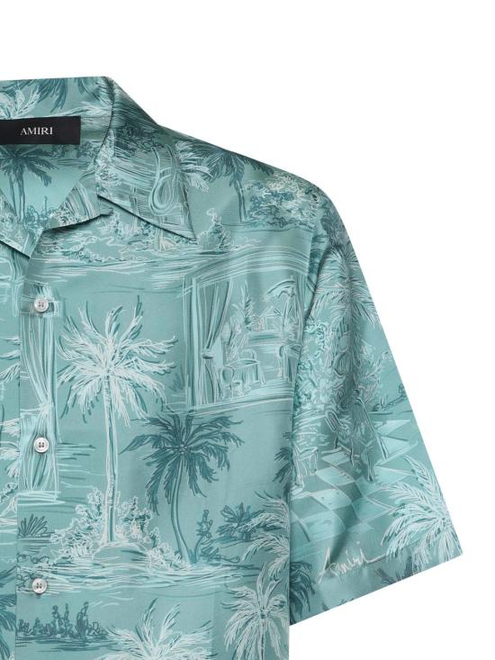  아미리 반팔 셔츠 실크 프린트  터쿼이즈 - AMIRI
