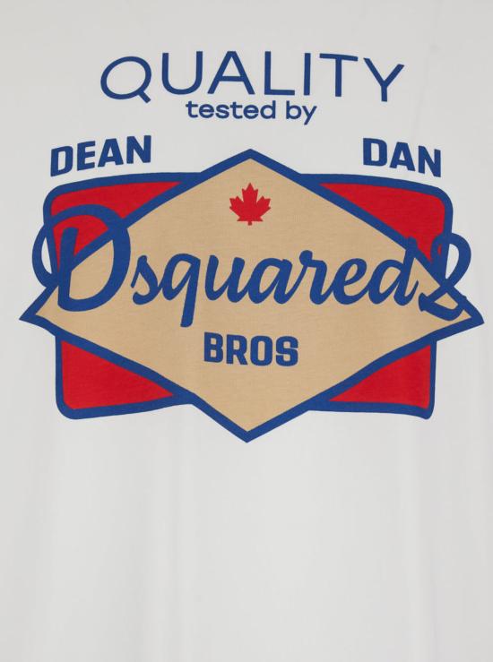  디스퀘어드2 반팔 티셔츠 Dsquared2 맥시 로고 프린트 크루넥 티셔츠 화이트 - DSQUARED2