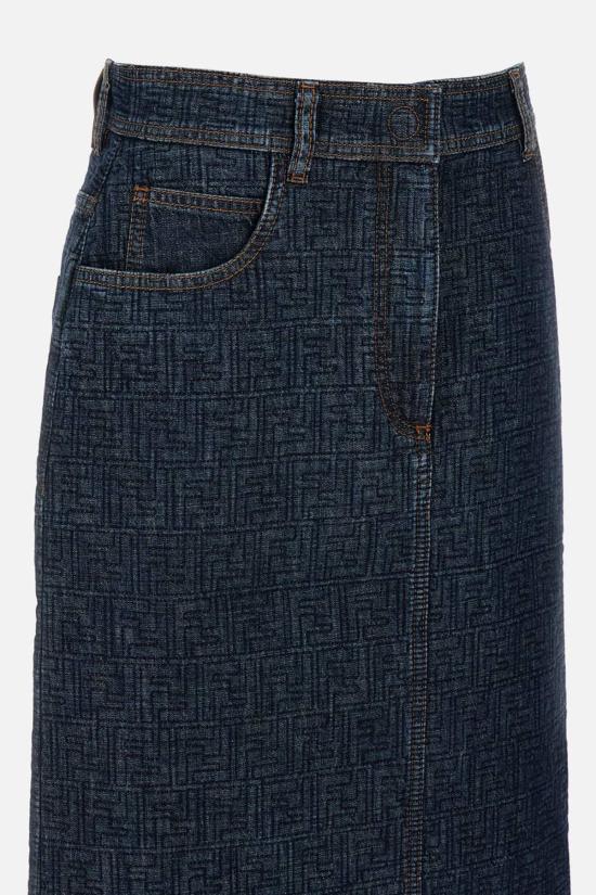  펜디 데님 스커트 FF 패딩  블루 - FENDI