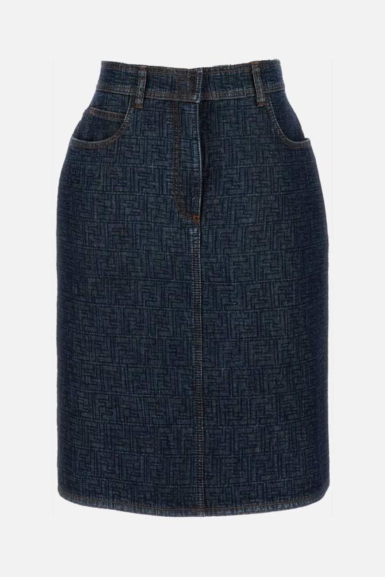  펜디 데님 스커트 FF 패딩  블루