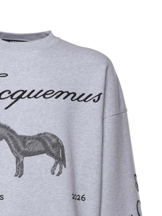  자크뮈스 긴팔 티셔츠 르 스웨트셔츠 아네 스웨터 당나귀 자카드 그레이 - JACQUEMUS
