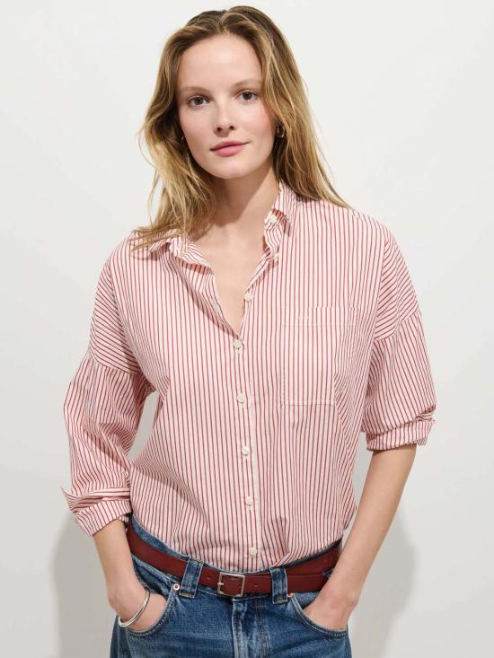  알렉스 밀 블라우스 조 셔츠 탑 화이트/레드 스트라이프 - ALEX MILL