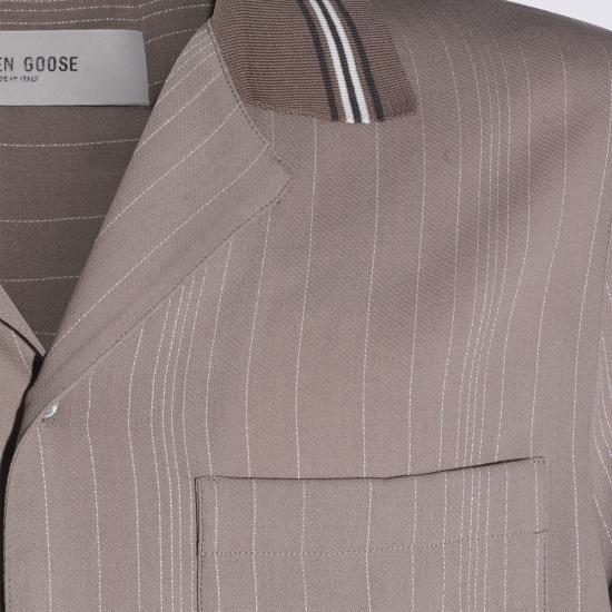  골든구스 반팔 셔츠 골든 구스 버진 울 셔츠 로스티드 캐슈 - GOLDEN GOOSE