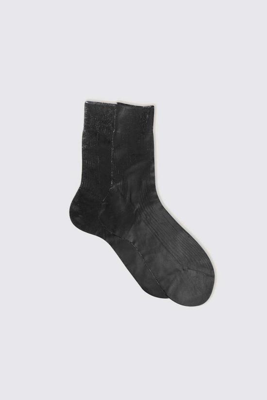  마리아 라 로사 양말 블랙 골지 라미네이트  블랙