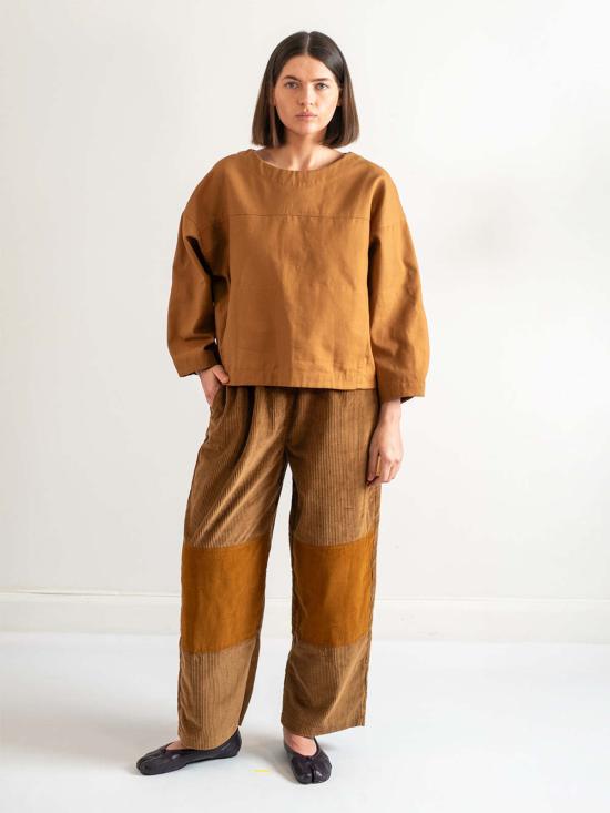  에블린 스트레이트 팬츠 A B E L I N E 벨벳 코듀로이 팬츠 카라멜 - A B E L I N E