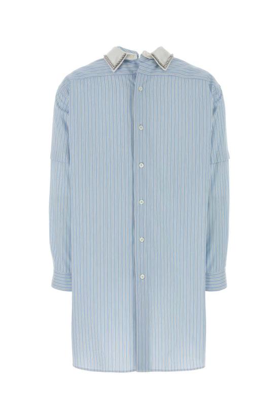  프라다 블라우스 자수 포플린  시엘로+네로 - PRADA