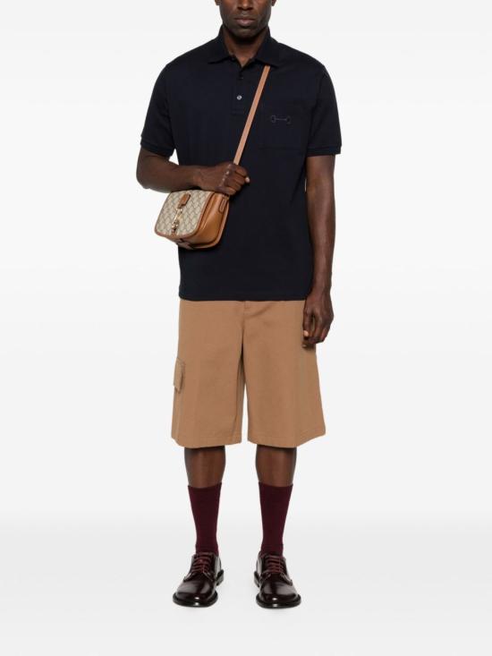  구찌 폴로 티셔츠 코튼 폴로 셔츠 블루 - GUCCI