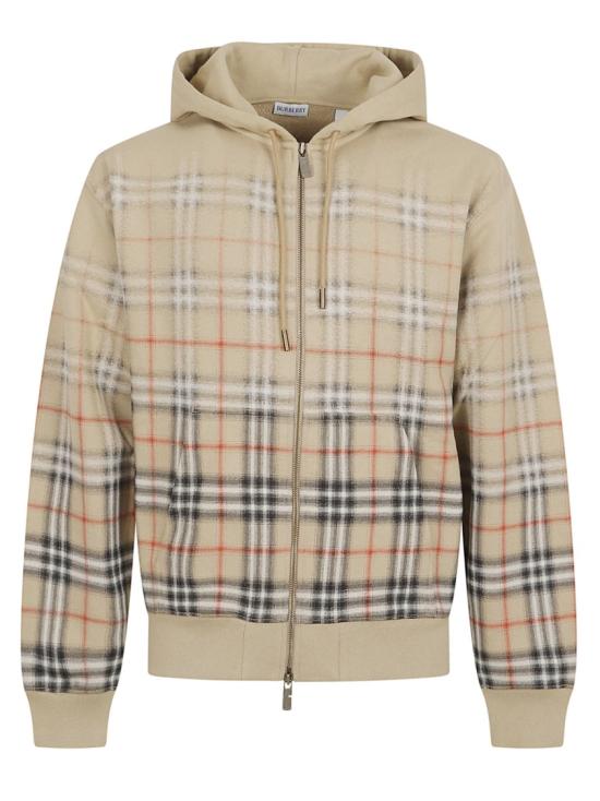 26SS 버버리 그라디언트 체크 코튼 집 후드 8119034 B9368 Neutrals
