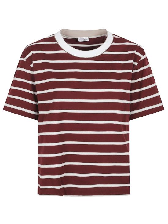 26SS 브루넬로 쿠치넬리 반팔 티셔츠 MQ984ES800 C7043 Red