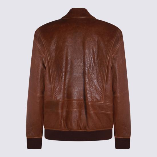 26SS 생로랑 가죽 자켓 858313YCSX22800 Brown - SAINT LAURENT