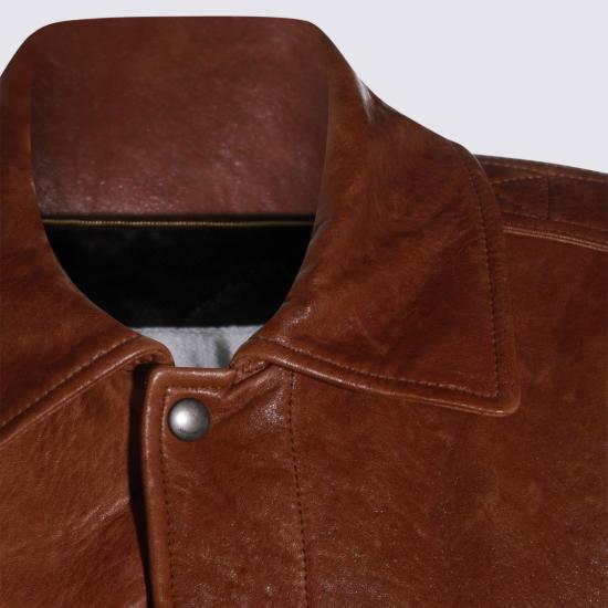 26SS 생로랑 가죽 자켓 858313YCSX22800 Brown - SAINT LAURENT