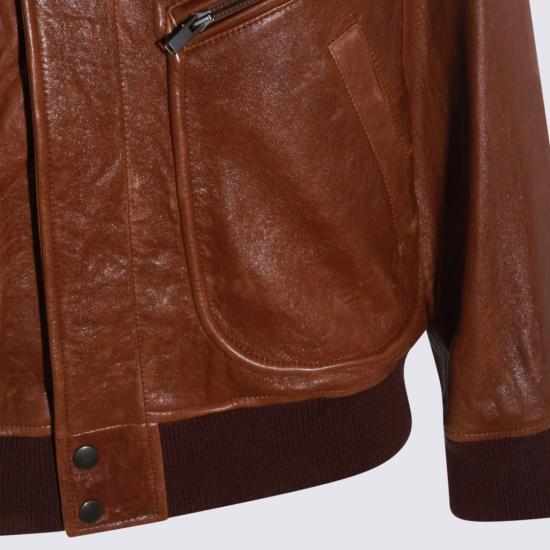 26SS 생로랑 가죽 자켓 858313YCSX22800 Brown - SAINT LAURENT