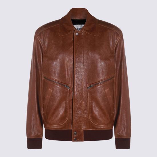 26SS 생로랑 가죽 자켓 858313YCSX22800 Brown - SAINT LAURENT