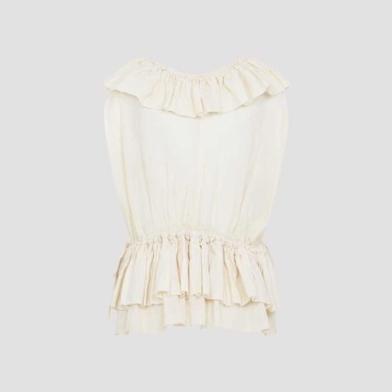  드리스 반 노튼 블라우스 Dries Van Noten Cally 비스 탑 아이보리 - DRIES VAN NOTEN