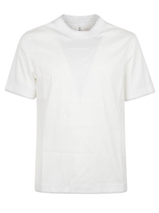 26SS 브루넬로 쿠치넬리 자수 로고 티셔츠 M0B137427 CA819 White