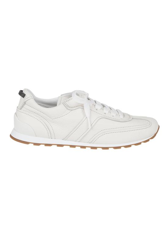 26SS 브루넬로 쿠치넬리 샤이니 루프 소프트 그레인 가죽 러너 MZDKG3235 C4295 White