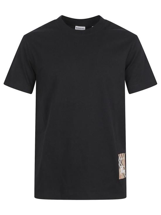 26SS 버버리 체크 라벨 코튼 티셔츠 8104889 A1189 Black