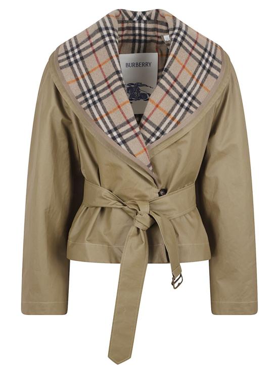 26SS 버버리 크롭 코튼 자켓 체크 워머 8119106 C1311 Neutrals