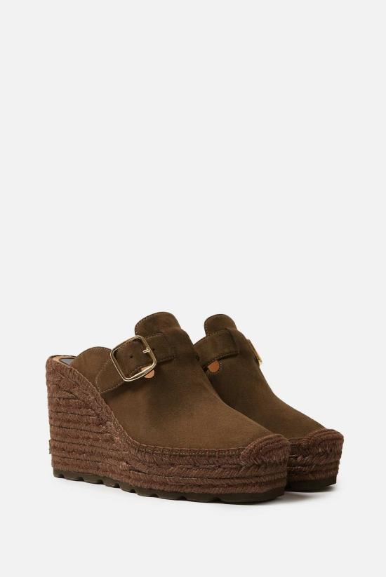  스텔라 맥카트니 샌들 스텔라 매카트니 가이아 스웨이드 클로그 웨지 브라운 - STELLA MCCARTNEY