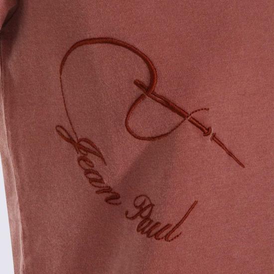  장 폴 고티에 반팔 티셔츠 버건디 코튼 티셔츠 - JEAN PAUL GAULTIER