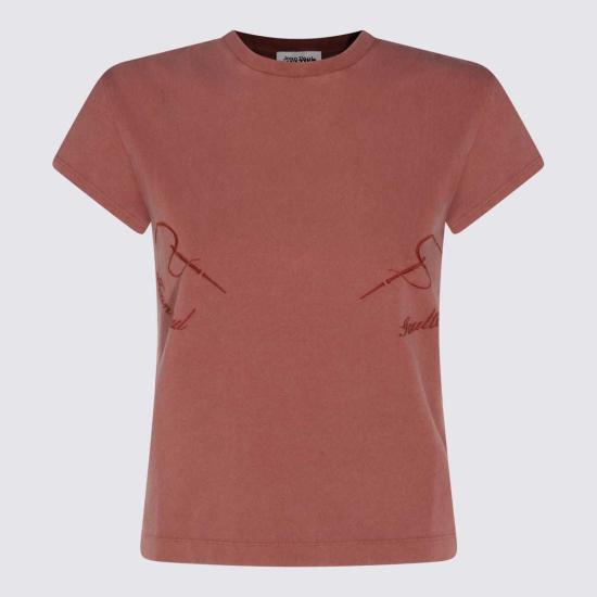  장 폴 고티에 반팔 티셔츠 버건디 코튼 티셔츠