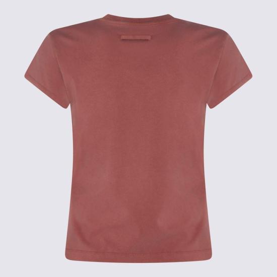  장 폴 고티에 반팔 티셔츠 버건디 코튼 티셔츠 - JEAN PAUL GAULTIER