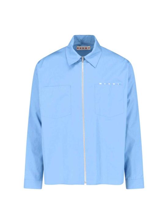  마르니 긴팔 셔츠 로고  라이트 블루