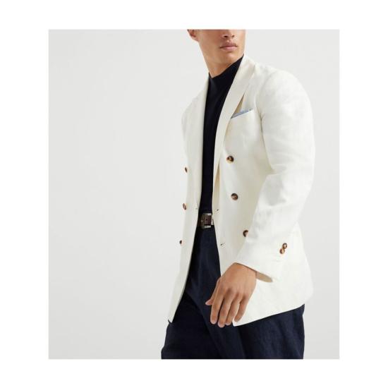  브루넬로 쿠치넬리 반팔 티셔츠 목폴라 티셔츠 블루 - BRUNELLO CUCINELLI