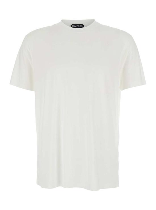  톰포드 반팔 티셔츠 톰 포드 화이트 크루넥 로고 자수 티셔츠