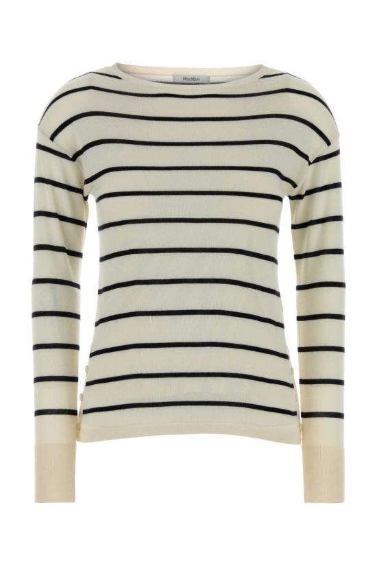  막스마라 스웨터 Max Mara Tabella 자수 캐시미어 블렌드  Bianco/Blu