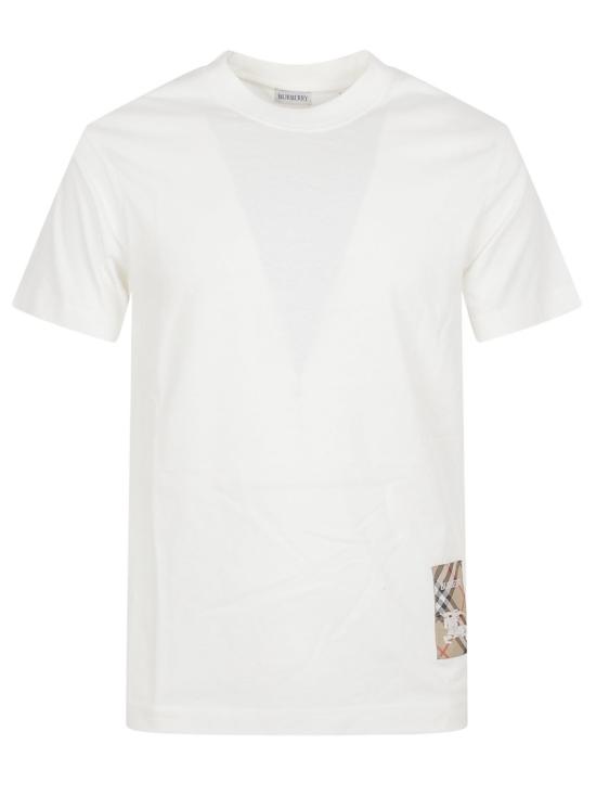 26SS 버버리 체크 라벨 코튼 티셔츠 8102254 B7078 White