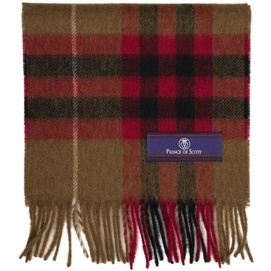  프린스 오브 스코츠 머플러/스카프 헤리티지 플래드 프린지 메리노 울 스카프 카멜 - PRINCE OF SCOTS