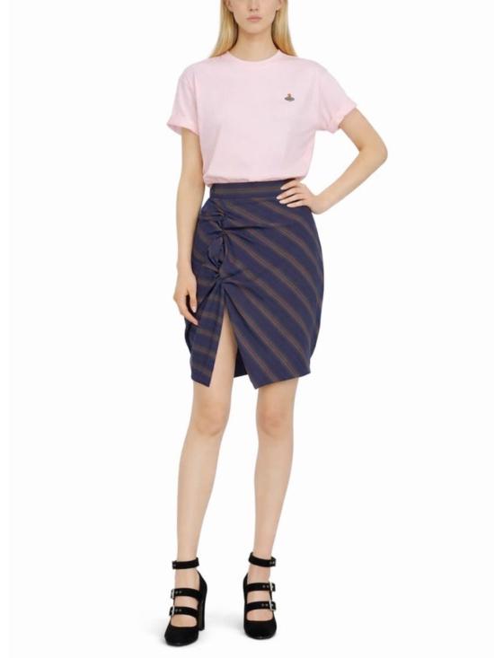  비비안웨스트우드 반팔 티셔츠 비비안 웨스트우드 오브 로고 티셔츠 파우더 - VIVIENNE WESTWOOD