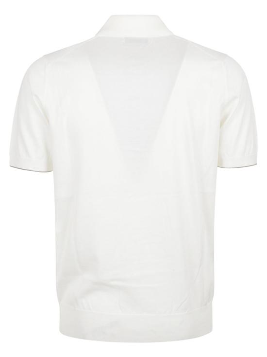  브루넬로 쿠치넬리 로고 경량 코튼 니트 폴로 셔츠 M29800195 CON63 White - BRUNELLO CUCINELLI