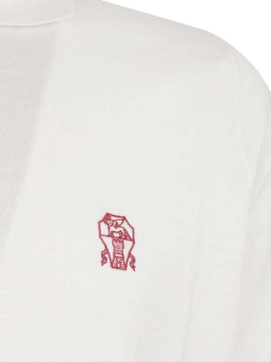  브루넬로 쿠치넬리 로고 경량 코튼 니트 폴로 셔츠 M29800195 CON63 White - BRUNELLO CUCINELLI