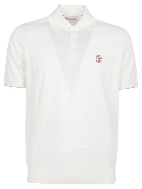  브루넬로 쿠치넬리 로고 경량 코튼 니트 폴로 셔츠 M29800195 CON63 White
