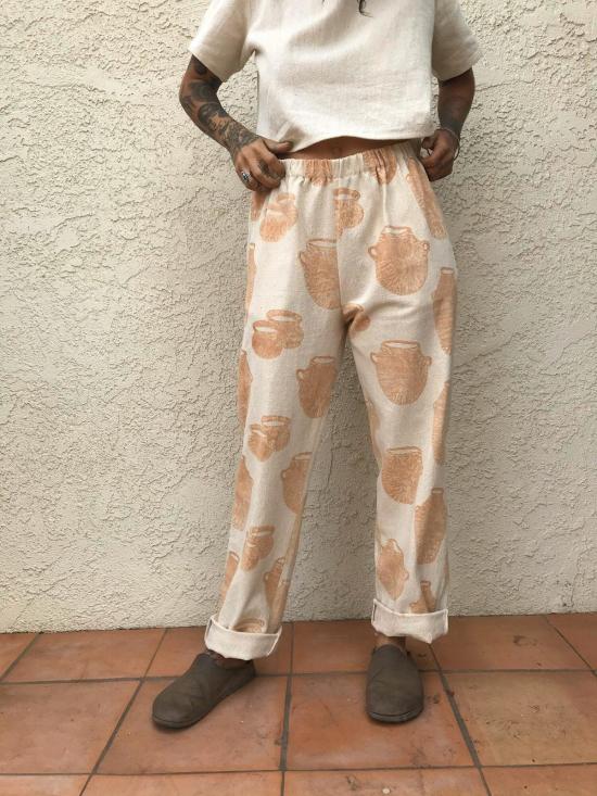  PO-EM 스트레이트 팬츠 포엠 코튼 라운저 팬츠, 저그 블록 프린트 - OTHER BRANDS