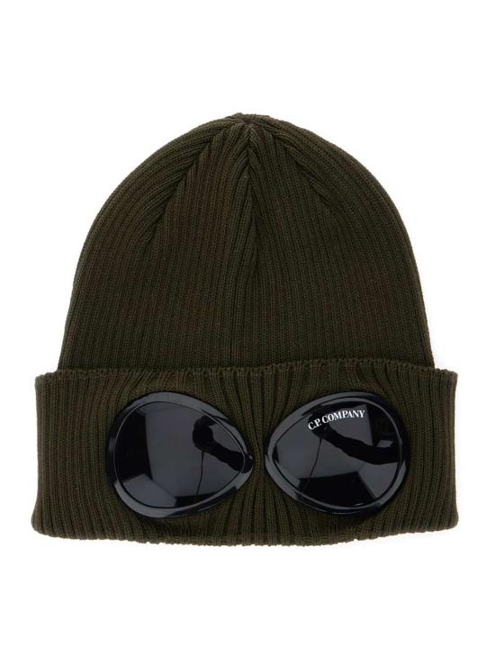  씨피 컴퍼니 모자 C.P. 컴퍼니 고글 디테일 코튼 비니 그린
