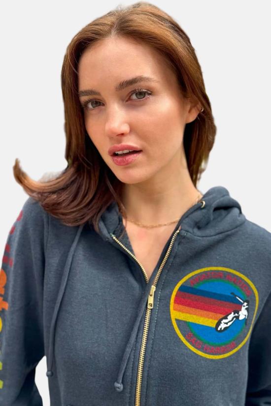  블루&크림 스웨터 사그 하버 시그니처 지퍼 후드티