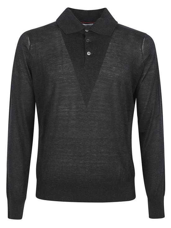 26SS 브루넬로 쿠치넬리 니트 폴로 셔츠 MNB805415 C055 Black